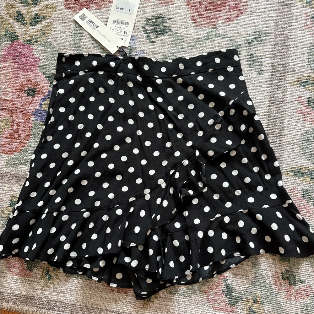 Zara Black and White Polka Dot Skort
